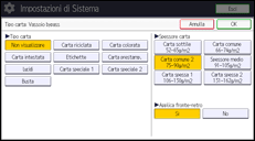 Illustrazione della schermata sul pannello di controllo