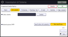 Illustrazione della schermata sul pannello di controllo