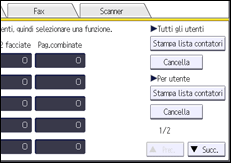 Illustrazione della schermata sul pannello di controllo