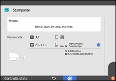Illustrazione della schermata sul pannello di controllo