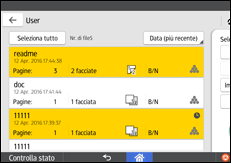 Illustrazione della schermata sul pannello di controllo