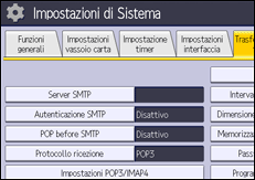 Illustrazione della schermata sul pannello di controllo