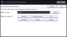 Illustrazione della schermata sul pannello di controllo