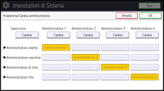 Illustrazione della schermata sul pannello di controllo