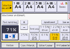 Illustration de l'écran du panneau de commande