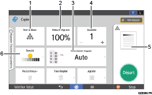 Illustration numérotée du panneau de commande
