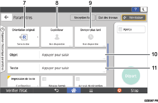 Illustration numérotée du panneau de commande
