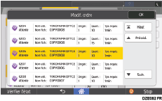 Illustration de l'écran du panneau de commande