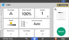 Écran du panneau de commande