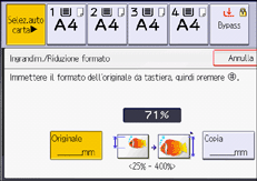 Illustrazione della schermata sul pannello di controllo