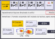 Illustrazione della schermata sul pannello di controllo