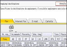 Illustrazione della schermata sul pannello di controllo