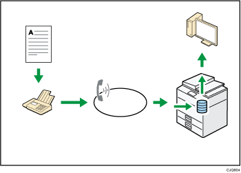 Illustrazione ricezione di fax senza carta