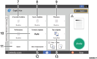 Illustrazione numerata pannello di controllo