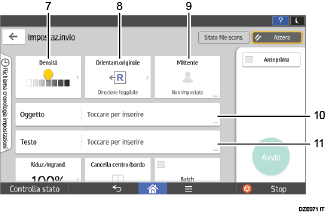 Illustrazione numerata pannello di controllo