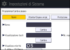 Illustrazione della schermata sul pannello di controllo