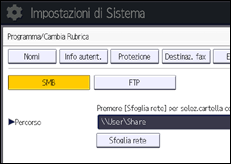 Illustrazione della schermata sul pannello di controllo