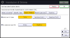 Illustrazione della schermata sul pannello di controllo