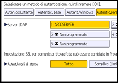 Illustrazione della schermata sul pannello di controllo