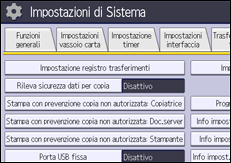 Illustrazione della schermata sul pannello di controllo