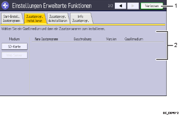 Nummerierte Abbildung Bedienfeld-Display