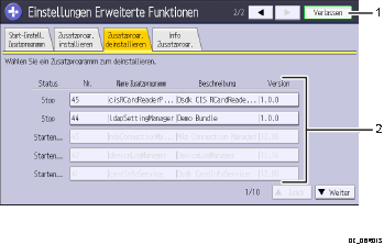 Nummerierte Abbildung Bedienfeld-Display