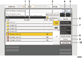 Operation panel screen illustration numbered callout illustration