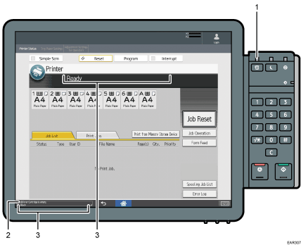 Control panel illustration numbered callout illustration