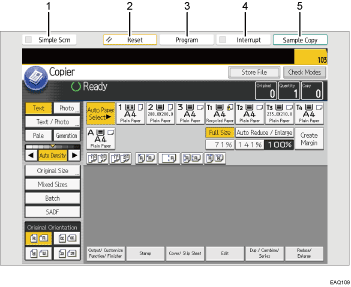 Operation panel screen illustration numberd callout illustration
