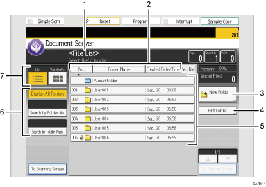 Operation panel screen illustration numbered callout illustration