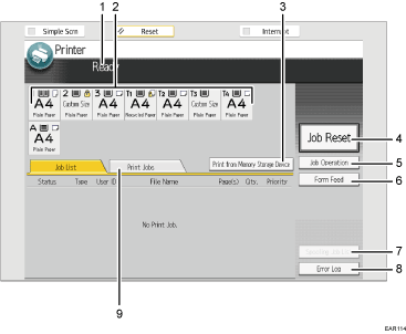 Operation panel screen illustration numbered callout illustration