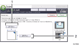 Il·lustració explicativa i numerada de la pantalla del panell d'operacions.