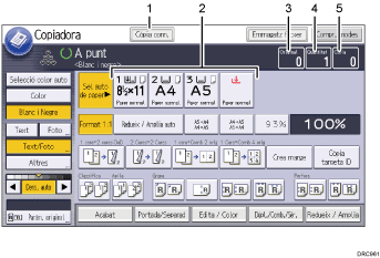 Il·lustració explicativa i numerada de la pantalla del panell d'operacions.