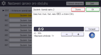 Ilustrace ovládacího panelu