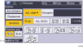 Číslovaná ilustrace ovládacího panelu zařízení