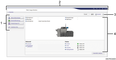 Nummereret illustration af webbrowser-skærm