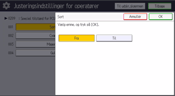 Operation panel screen illustration
