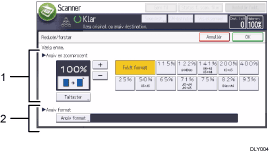 Nummereret illustration af skærmbilledet på betjeningspanelet