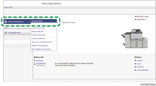 Illustration af skærmbillede i webbrowser