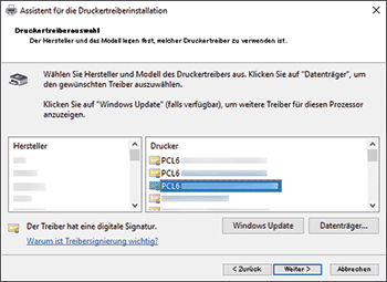Abbildung Treiberbildschirm