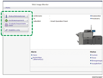 Webbrowser-Bildschirmdarstellung