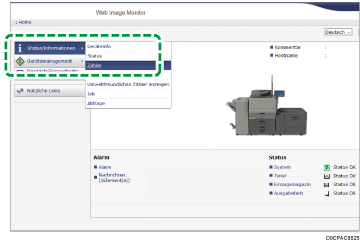 Webbrowser-Bildschirmdarstellung