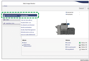 Webbrowser-Bildschirmdarstellung