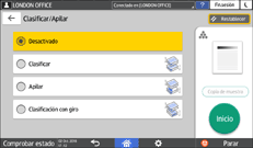 Ilustración de la pantalla del panel de mandos