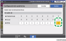 Ilustración de la pantalla del panel de mandos