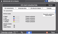 Ilustración de la pantalla del panel de mandos