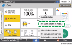 Ilustración de la pantalla del panel de mandos