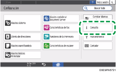 Ilustración de la pantalla del panel de mandos