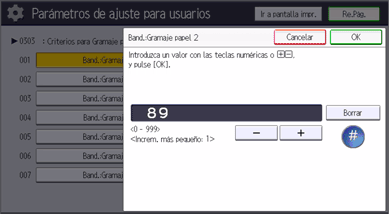 Ilustración de la pantalla del panel de mandos
