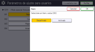 Ilustración de la pantalla del panel de mandos